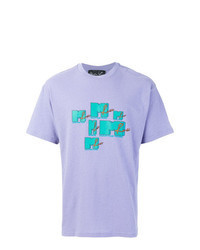 T-shirt à col rond imprimé violet clair