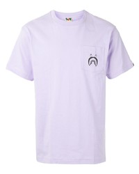 T-shirt à col rond imprimé violet clair A Bathing Ape