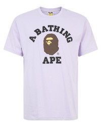 T-shirt à col rond imprimé violet clair A Bathing Ape