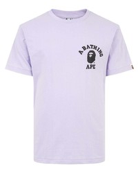 T-shirt à col rond imprimé violet clair A Bathing Ape