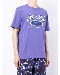 T-shirt à col rond imprimé violet clair AAPE BY A BATHING APE