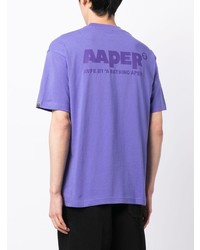 T-shirt à col rond imprimé violet clair AAPE BY A BATHING APE