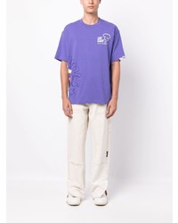 T-shirt à col rond imprimé violet clair AAPE BY A BATHING APE