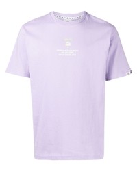 T-shirt à col rond imprimé violet clair AAPE BY A BATHING APE