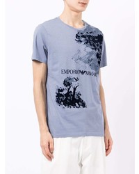 T-shirt à col rond imprimé violet clair Emporio Armani