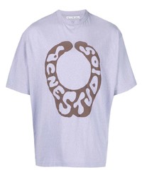 T-shirt à col rond imprimé violet clair Acne Studios