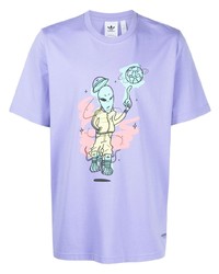 T-shirt à col rond imprimé violet clair adidas