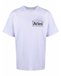 T-shirt à col rond imprimé violet clair Aries