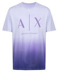 T-shirt à col rond imprimé violet clair Armani Exchange