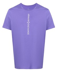 T-shirt à col rond imprimé violet clair Armani Exchange