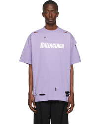 T-shirt à col rond imprimé violet clair Balenciaga