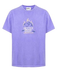 T-shirt à col rond imprimé violet clair Blood Brother