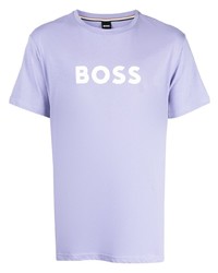 T-shirt à col rond imprimé violet clair BOSS