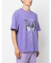 T-shirt à col rond imprimé violet clair YOUNG POETS
