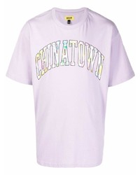 T-shirt à col rond imprimé violet clair Chinatown Market