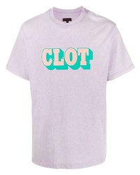 T-shirt à col rond imprimé violet clair Clot