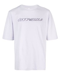T-shirt à col rond imprimé violet clair Cottweiler