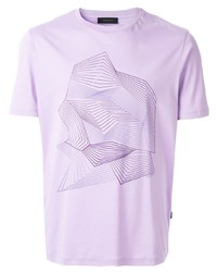 T-shirt à col rond imprimé violet clair D'urban