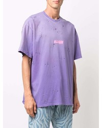 T-shirt à col rond imprimé violet clair MSGM