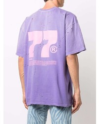 T-shirt à col rond imprimé violet clair MSGM