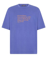 T-shirt à col rond imprimé violet clair Dolce & Gabbana