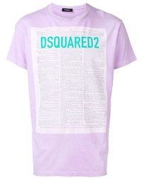 T-shirt à col rond imprimé violet clair DSQUARED2