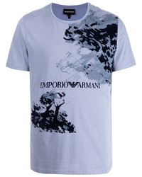 T-shirt à col rond imprimé violet clair Emporio Armani