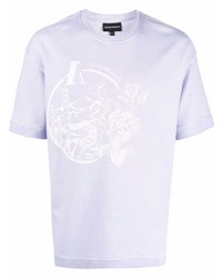 T-shirt à col rond imprimé violet clair Emporio Armani