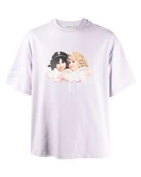 T-shirt à col rond imprimé violet clair Fiorucci