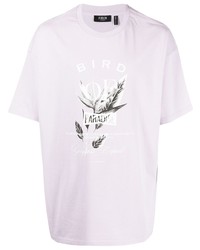 T-shirt à col rond imprimé violet clair FIVE CM