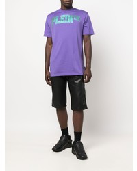 T-shirt à col rond imprimé violet clair Philipp Plein