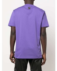 T-shirt à col rond imprimé violet clair Philipp Plein