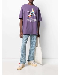 T-shirt à col rond imprimé violet clair Heron Preston