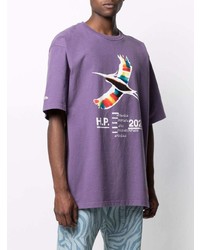 T-shirt à col rond imprimé violet clair Heron Preston