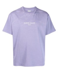 T-shirt à col rond imprimé violet clair GUESS USA