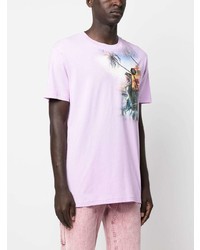 T-shirt à col rond imprimé violet clair Philipp Plein
