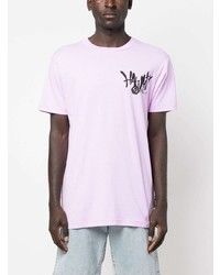 T-shirt à col rond imprimé violet clair Philipp Plein