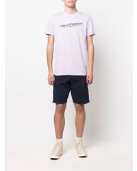 T-shirt à col rond imprimé violet clair Diesel