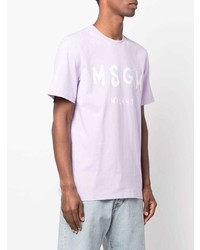 T-shirt à col rond imprimé violet clair MSGM