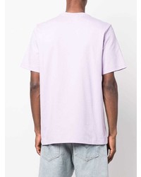 T-shirt à col rond imprimé violet clair MSGM