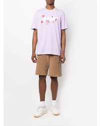 T-shirt à col rond imprimé violet clair MSGM