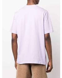 T-shirt à col rond imprimé violet clair MSGM