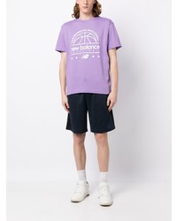 T-shirt à col rond imprimé violet clair New Balance
