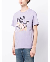 T-shirt à col rond imprimé violet clair MAISON KITSUNÉ