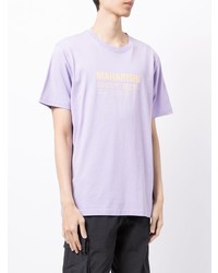 T-shirt à col rond imprimé violet clair Maharishi