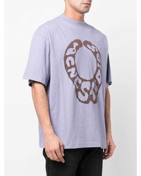 T-shirt à col rond imprimé violet clair Acne Studios