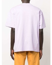 T-shirt à col rond imprimé violet clair MSGM