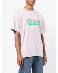 T-shirt à col rond imprimé violet clair Clot