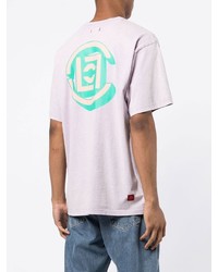 T-shirt à col rond imprimé violet clair Clot