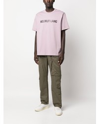 T-shirt à col rond imprimé violet clair Helmut Lang